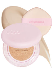 I'M MEME Wonder Velvet Cushion Foundation | Semi-Matte Cushion | Lightweight, High Coverage, Skin Moisturizing, Anti-darkening, Light Foundation makeup, Korean Cushion Foundation | 02 Beige
