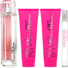 Paris Hilton Heiress for Women - 4 Pc Gift Set 3.4oz EDP Spray, 0.34oz EDP Roll-On, 3oz Body Lotion, 3oz Bath and Shower Gel