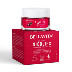 Bella Vita Organic NicoLips Lip Balm Scrub For Lightening & Brightening Dark Lips For Men & Women, 20g