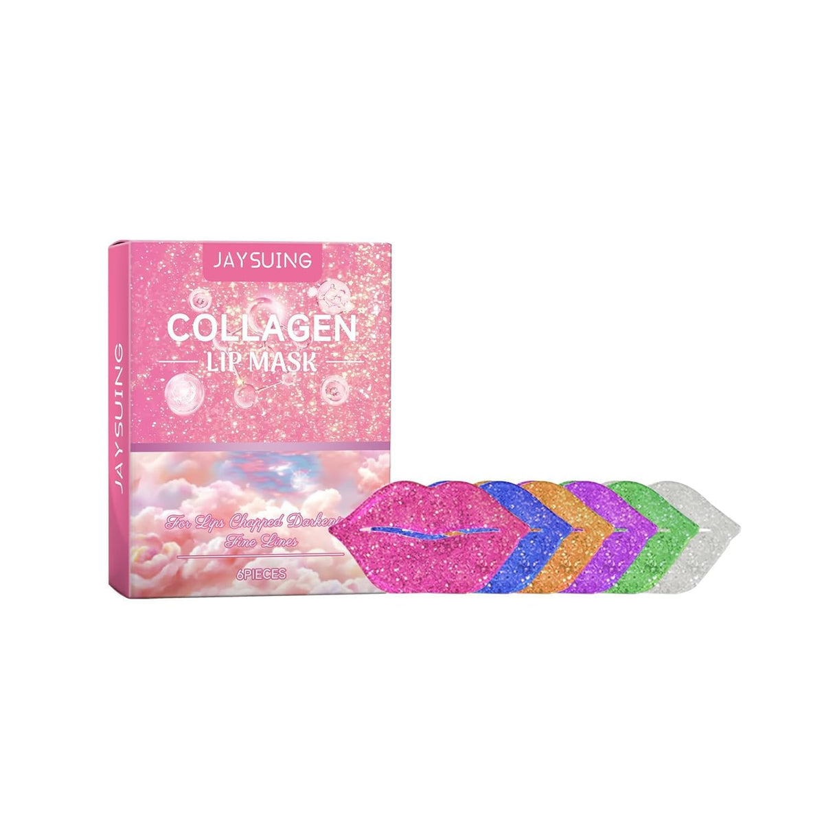 6PCS Collagen Moisturizing Lip Mask, Crystal Lip Care Pads for Hydrating, Plumping, and Smoothing Chapped Lips – Reduces Fine Lines, Anti-Aging, Firming, and Moisturizing Essence for Soft, Sexy Lips