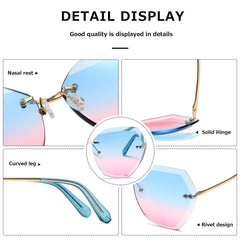 AEVOGUE Sunglasses For Women Oversized Rimless Diamond Cutting Lens Sun Glasses AE0534