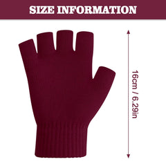 Fingerless Gloves for Women Men Winter Fingerless Mittens for Women Men Warm Knitted Gloves Typing Half Finger Gloves - Wine Red