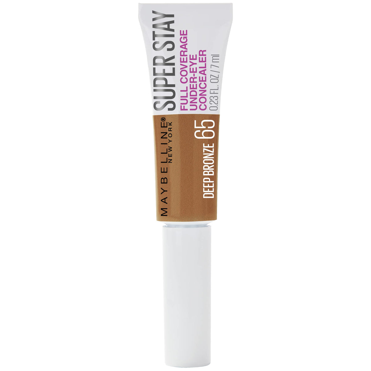 Maybelline Super Stay Super Stay Full Coverage, Brightening, Long Lasting, Under-eye Concealer Liquid Makeup For Up To 24H Wear, With Paddle Applicator, Deep Bronze, 0.23 fl. oz., 65 Deep Bronze