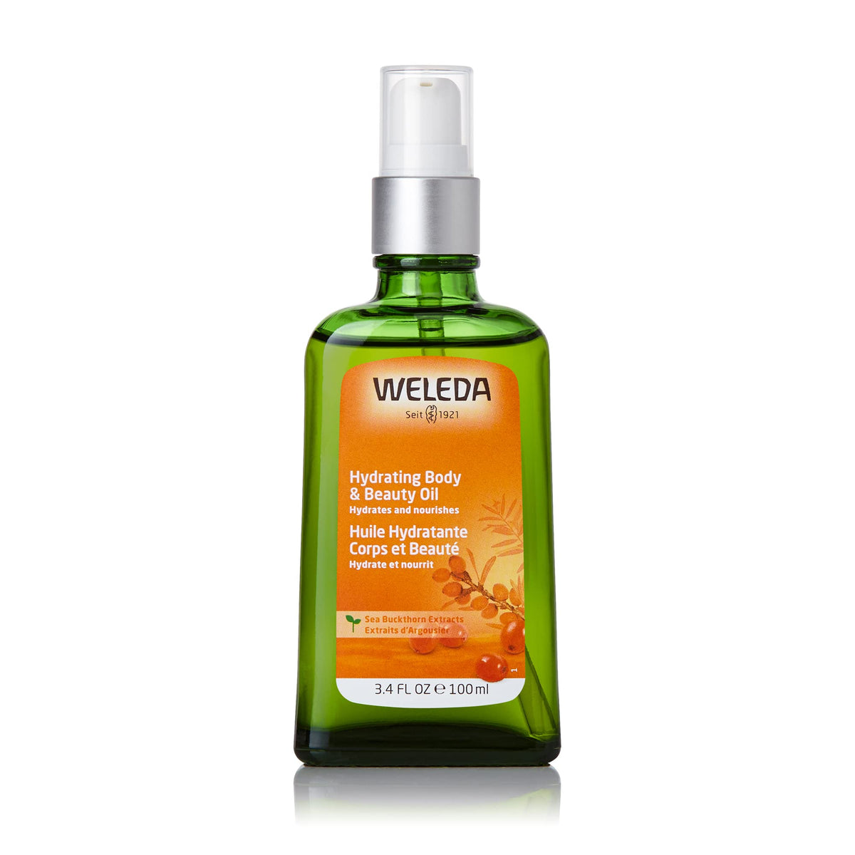 WELEDA Bio Sanddorn Vitalisierendes Pflege-Öl, Naturkosmetik Körperöl für die intensive Pflege von trockener Haut, Body Öl für spürbare Glätte und Erholung der Haut (1 x 100 ml)