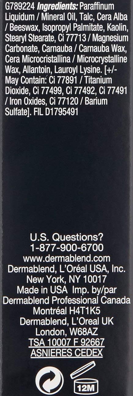 Dermablend Quick-Fix Body Makeup Full Coverage Foundation Stick, Water-Resistant Body Concealer for Imperfections & Tattoos, 0.42 Oz