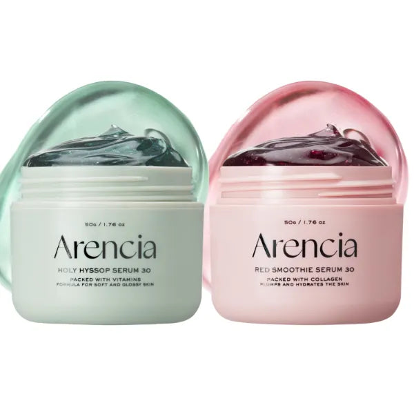 Arencia Overnight Face Mask Serum Duo [Glow Hyssop + Red Collagen ] for Glass Skin, Korean skincare