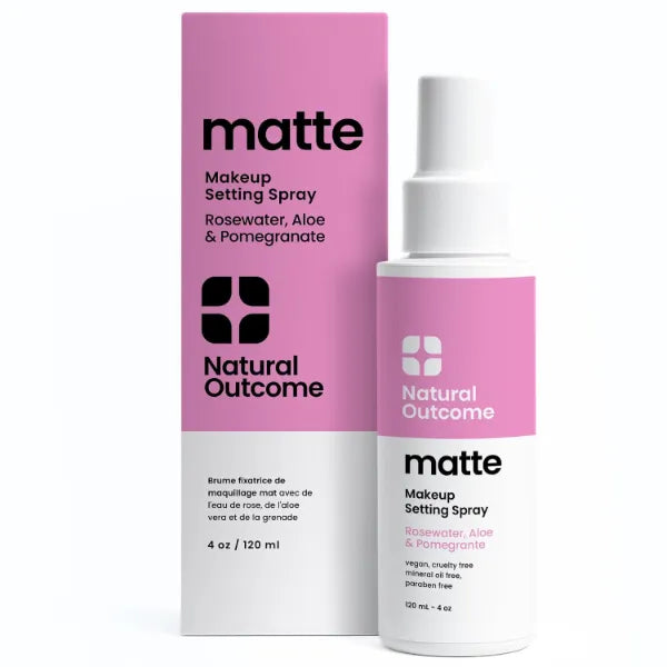 Natural Outcome Matte Makeup Setting Spray | Mattifying Lock In Makeup Mist Keeps Fresh All Day | Add Vibrance & Shine to Your Look | Oil-Free Vegan Formula for All Skin Types | 4 oz