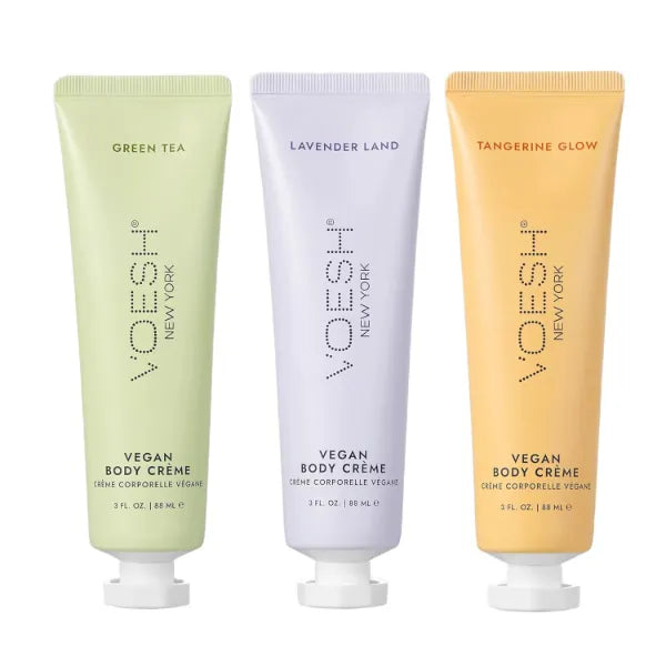 VOESH Vegan Body Creme Trio - Moisturizing Skincare Gift Set, Avocado Oil, Organic Virgin Olive Oil & Natural Extracts, K-Beauty Korean Skincare - (Green Tea, Lavender, Tangerine)