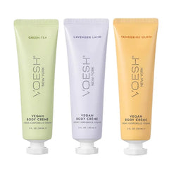 VOESH Vegan Body Creme Trio - Moisturizing Skincare Gift Set, Avocado Oil, Organic Virgin Olive Oil & Natural Extracts, K-Beauty Korean Skincare - (Green Tea, Lavender, Tangerine)