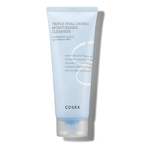 COSRX Hydrium Triple Hyaluronic Moisturizing Cleanser 5.07 fl.oz 150ml Daily Cleanser for Dry Skin with Hyaluronic Acid & Vitamin B , Korean Skin Care