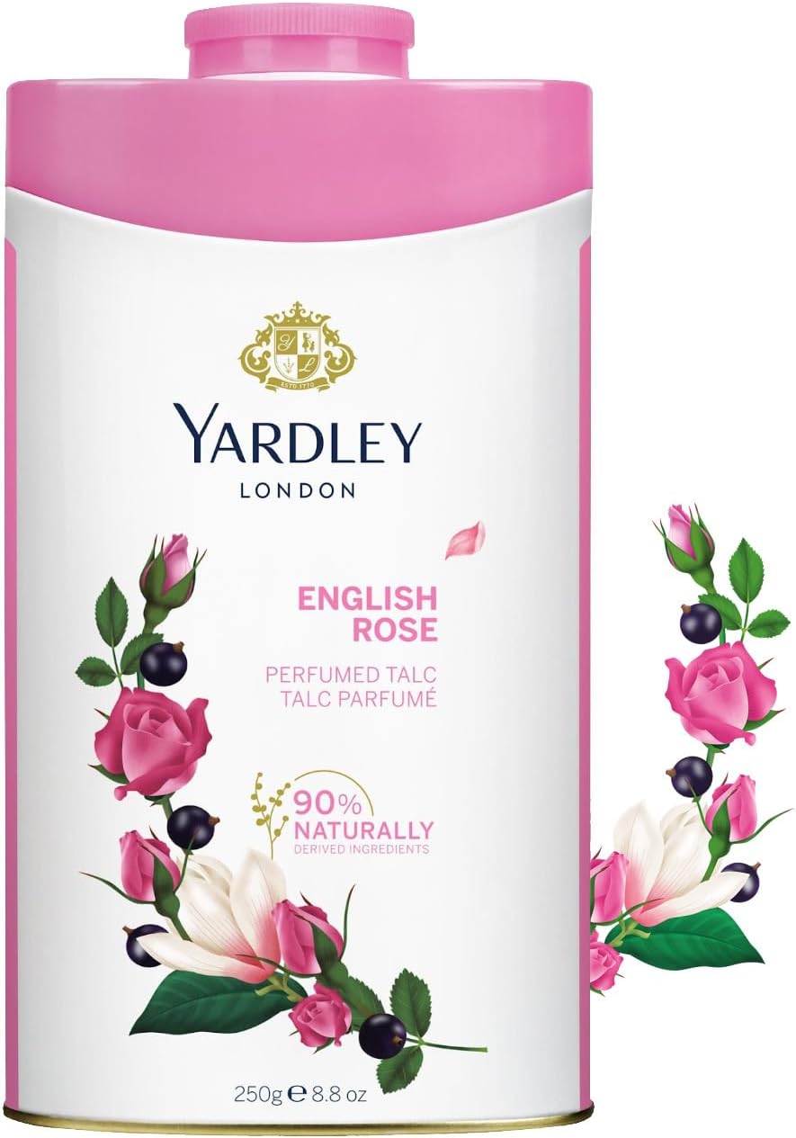 Yardley English Rose Perfumed Talcum Body Powder, All Day Fragrance, Soft And Feminine Freshness- 250 Gm