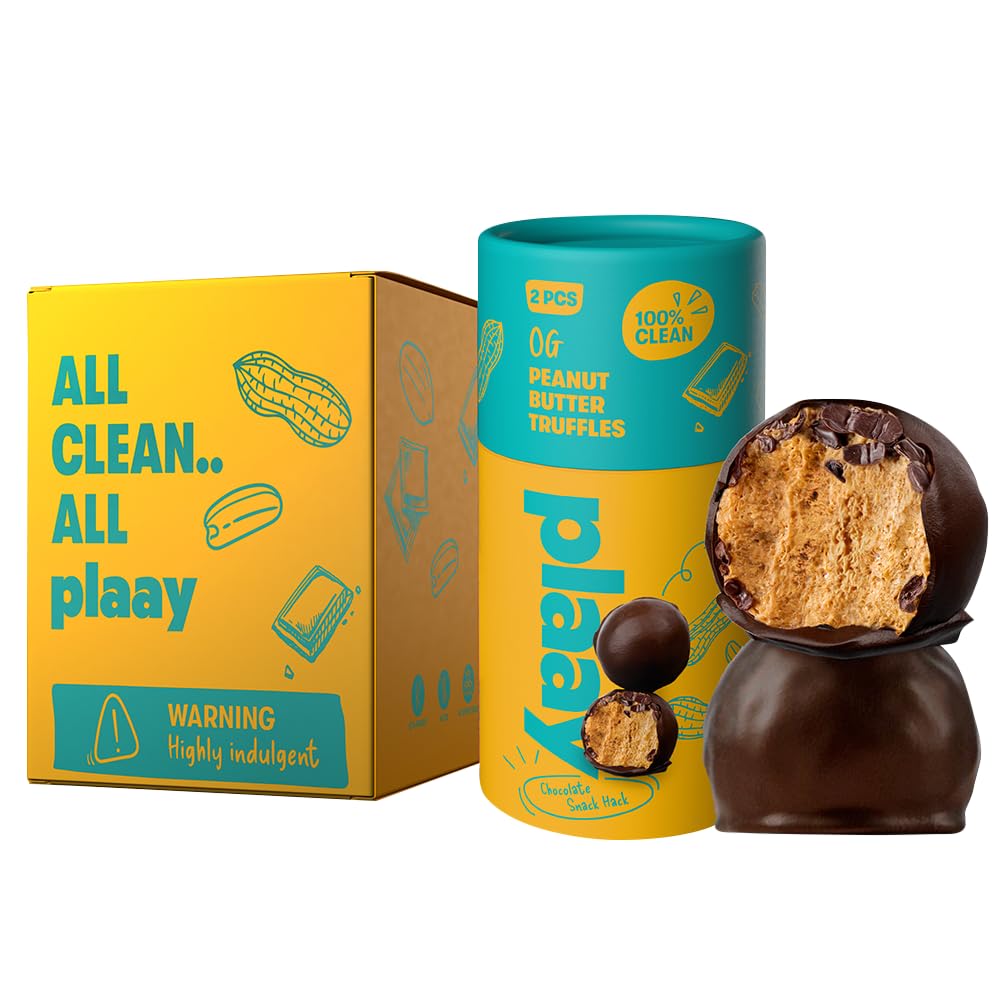Plaay Peanut Butter Chocolate Truffles – keto dark chocolate snack with a peanut-packed center, gluten-free, made with clean ingredients for guilt-free indulgence – 10 x 30g