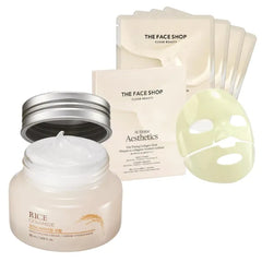 The Face Shop Daily Skincare Duo for Toning – Rice Extract Moisturizer & Vitamin Toning Collagen Gel Mask