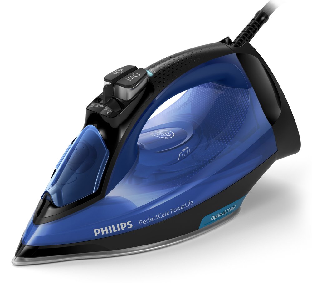 Philips PerfectCare Steam Iron - 2500W, Auto-Off, 45g/min Continuous Steam, OptimalTEMP Technology, Blue/Black - GC3920/26