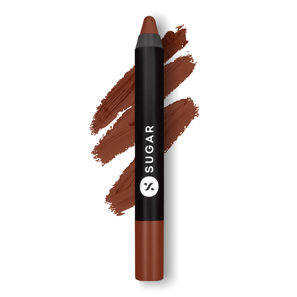Sugar Cosmetics Matte as Hell Crayon Lipstick 16 Clear Underwood (Burnt Orange) with Free Sharpener, 2.8g