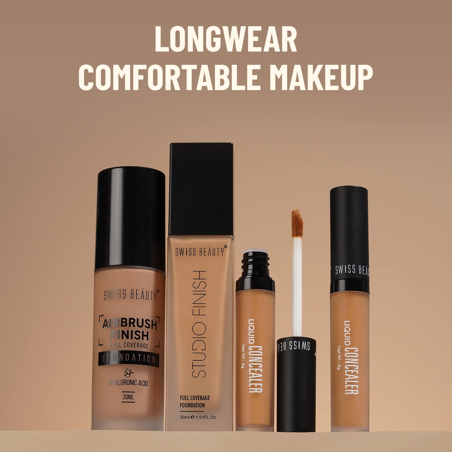 Swiss Beauty Studio Finish Full coverage Foundation, Face Makeup, Natural Beige, 30ml