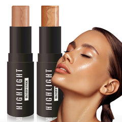 NALACAL 2pcs Contour Highlighter Makeup Sticks - Face Brightens Contour Stick for Long-Lasting & Waterproof - Bronzer Contour & Shimmer Highlighter Creamfor Cheeks & Body Bronzer Wand