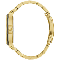 Bulova Men's Classic Stainless Steel 3-Hand Date Quartz Watch with Diamonds and Day Date, 44mm - Gold