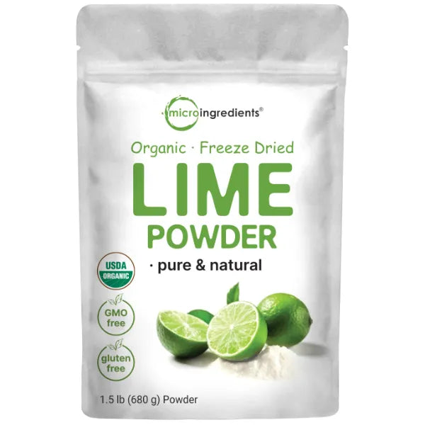 Micro Ingredients Organic Freeze-Dried Lime Powder, 1.5lbs | Raw Lime Juice Flavor, Sugar Free Drink Mix, Rich in Vitamin C | Water Flavor Enhancer, Great for Beverages & Smoothies | Additive Free, Non-GMO