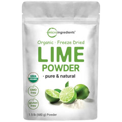 Micro Ingredients Organic Freeze-Dried Lime Powder, 1.5lbs | Raw Lime Juice Flavor, Sugar Free Drink Mix, Rich in Vitamin C | Water Flavor Enhancer, Great for Beverages & Smoothies | Additive Free, Non-GMO