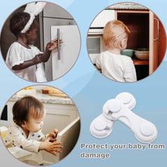 IBAMA 6-Pack Baby Safety Locks Child Safety Locks Baby Proof Cabinet Latches Childproof Drawer Latches 3M Adhesives Multi-Purpose for Furniture Kitchen Cupboards Fridge Closet-White