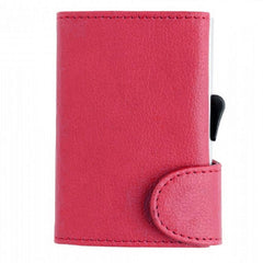 Santhome Card Holder Wallet, Mens Minimalist Slim Metal RFID NFC Blocking Contactless Card Protector Security Pop up wallet (Pink)