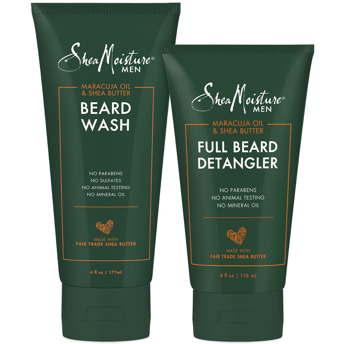 Shea Moisture Beard Wash and Detangler Kit, Maracuja Oil and Shea Butter, Deep Cleansing and Refreshing Beard Wash 180ml, Full Beard Detangler to Soften Hair and Reduce Knots 120ml