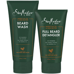 Shea Moisture Beard Wash and Detangler Kit, Maracuja Oil and Shea Butter, Deep Cleansing and Refreshing Beard Wash 180ml, Full Beard Detangler to Soften Hair and Reduce Knots 120ml
