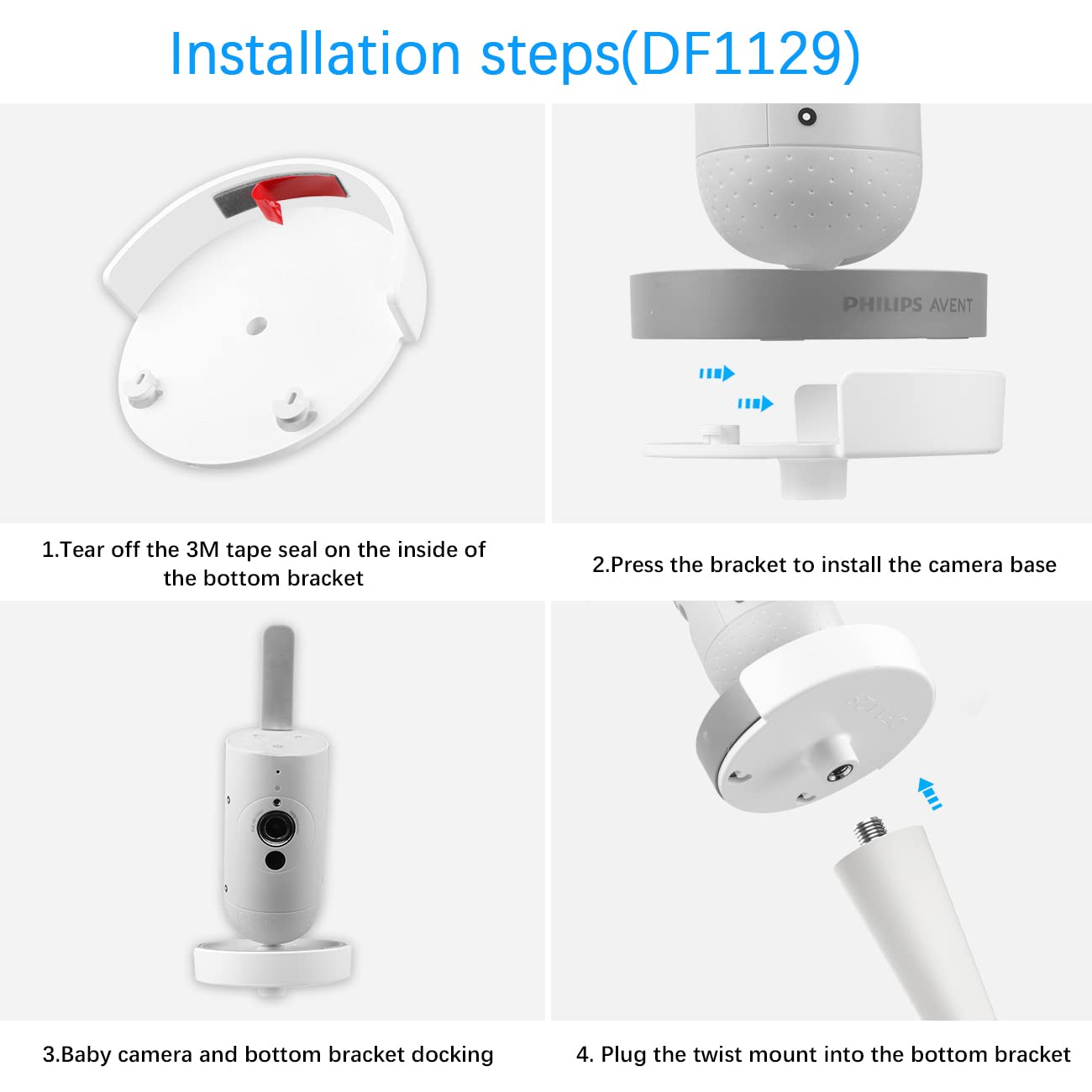HOLACA Flexible Crib Mount for Philips Avent Connected Videophone SCD923/26 Baby Monitor - Twist Versatile Mounting Set for Philips Baby Monitor