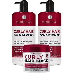 BELLISSO Curly Hair Shampoo and Conditioner Set and Curly Hair Mask
