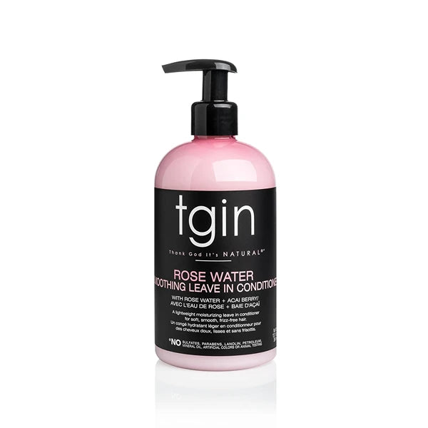 tgin Rose Water Smoothing Leave In Conditioner – Lightweight Moisture Hair Conditioner for Curly, Coily & Wavy locks – Curly Hair Products Hydrates that Detangles & Defines Without Buildup – 13 Oz