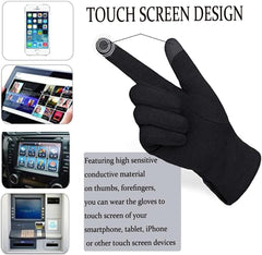Tomily Womens Touch Screen Phone Fleece Windproof Gloves Winter Warm Wear - Black