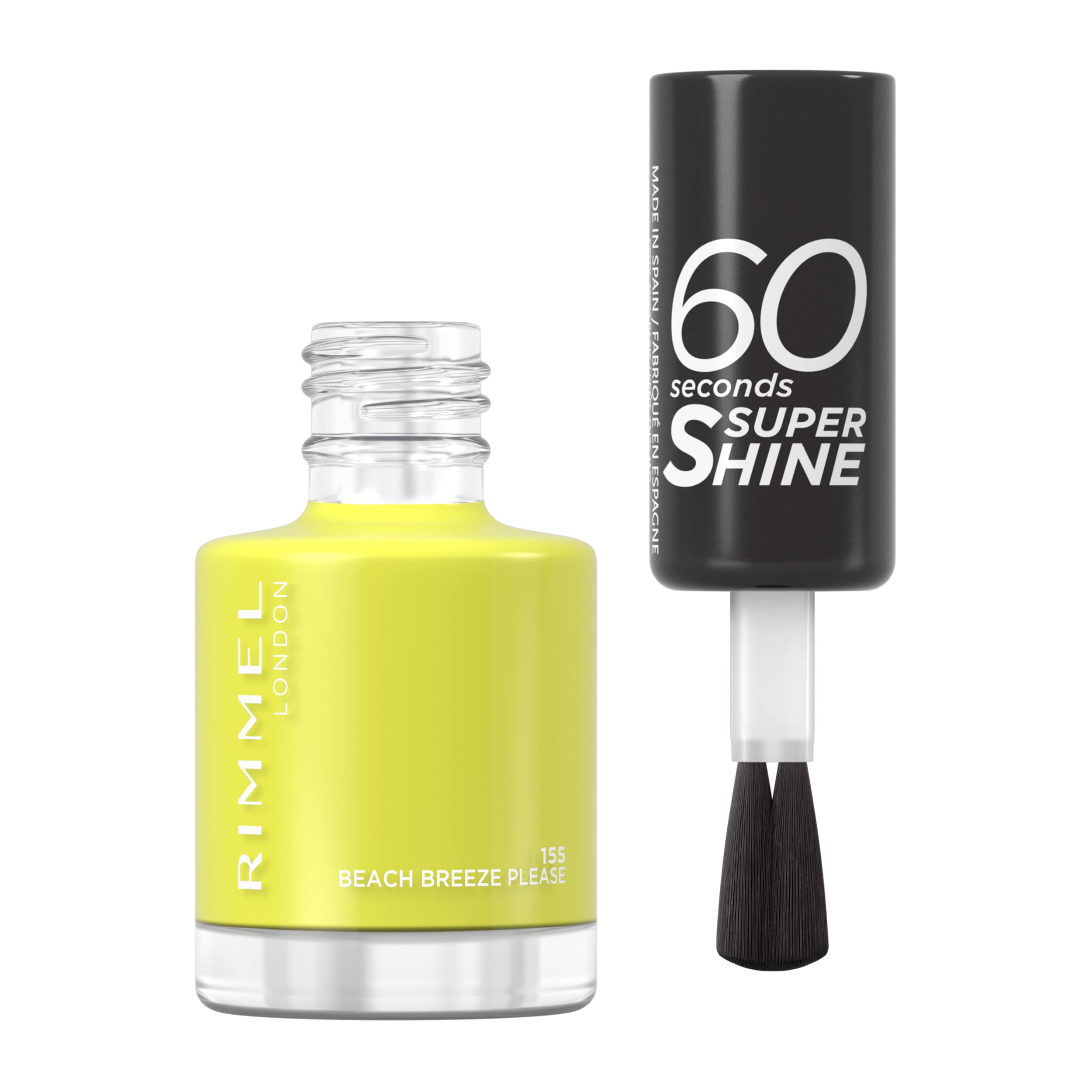 Rimmel London Colour Your Way 60 Seconds Super Shine Nail Polish - Quick Drying - Resists Chips & Fading, Lasts Up To 10 Days - Precise Application In One Stroke - 155 Beach Breeze Please, 8 ml