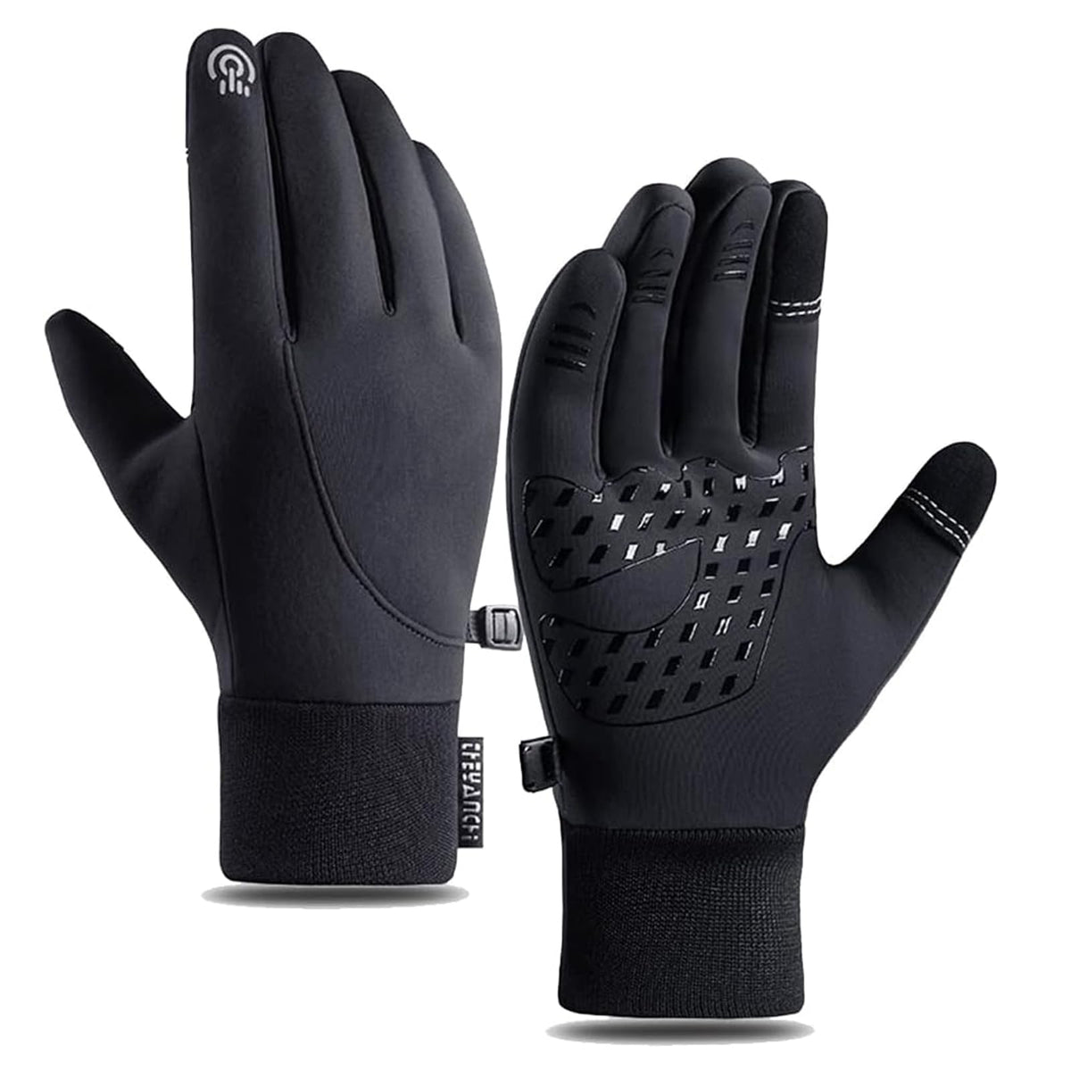 AnnuoYi Winter Gloves, Men's And Women's Touch Screen Gloves Insulated, Windproof Waterproof Anti Slip Warm Gloves Suitable For Running Driving Cycling Working Hiking - Black
