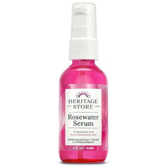 HERITAGE STORE Rosewater Facial Serum, 1% Hyaluronic Acid Deep Hydration for Dry/Combination Skin Care Minimizes Look of Fine Lines and Wrinkles .