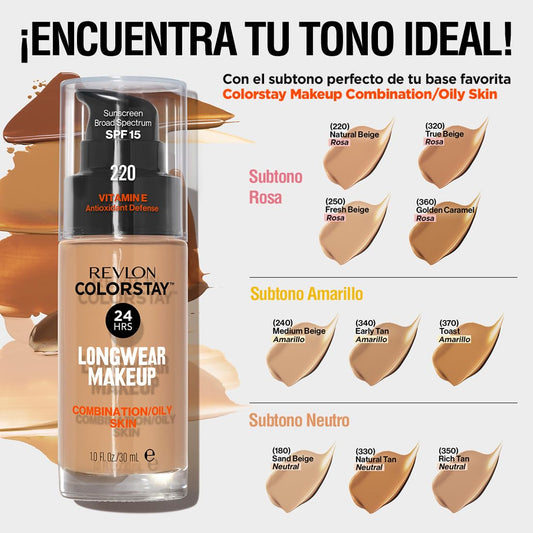 Revlon ColorStay Makeup Foundation for Combination/Oily Skin, 30ml, 220 Natural Beige