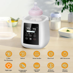 Skade Baby Bottle Warmer, Fast Baby Milk Warmer with Accurate Temperature Control for Breastmilk or Formula, 48H Thermostat, with Defrost, Night Light, Heat Baby Food Jars Function