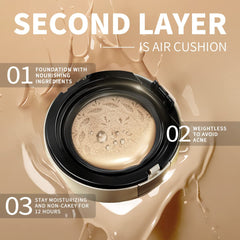 CATKIN SUMMER X PALACE 2-IN-1 Cushion Foundation, Lightweight Pressed Setting Powder, Matte Flawless Finish Foundation for Oily Skin with Refill 19.5g (C02)