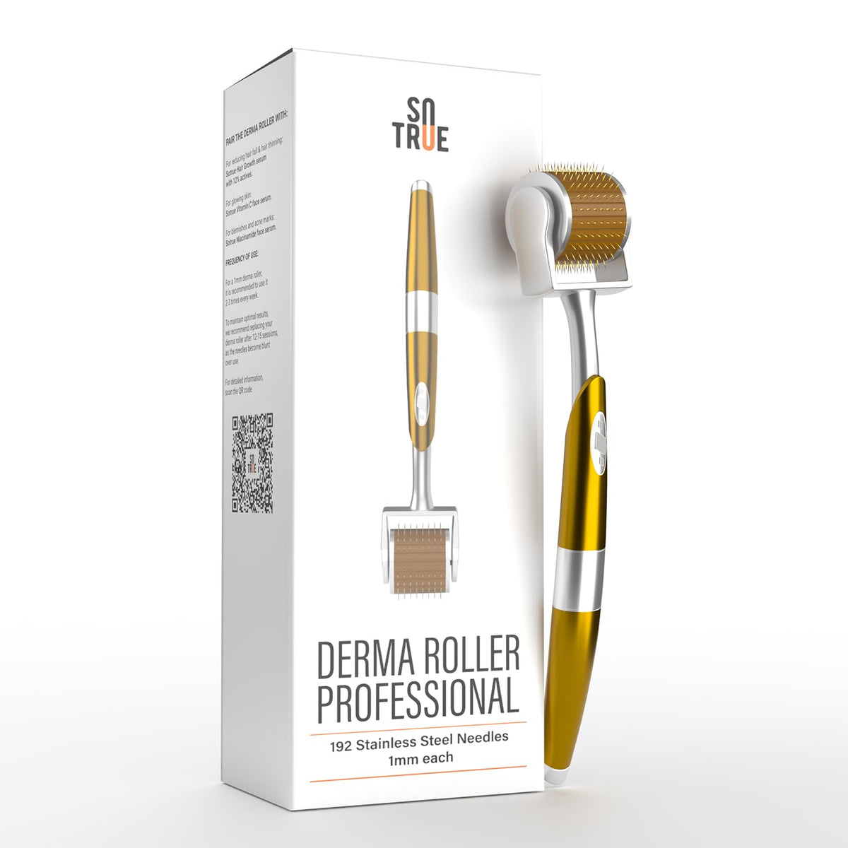Sotrue Professional Derma Roller For Hair Growth 1 mm with 192 Stainless Steel Needles | Repairs Damaged Hair, Activates Hair Follicles | For Hair Fall & Hair Thickening | Reduces Acne Scars | Safe &