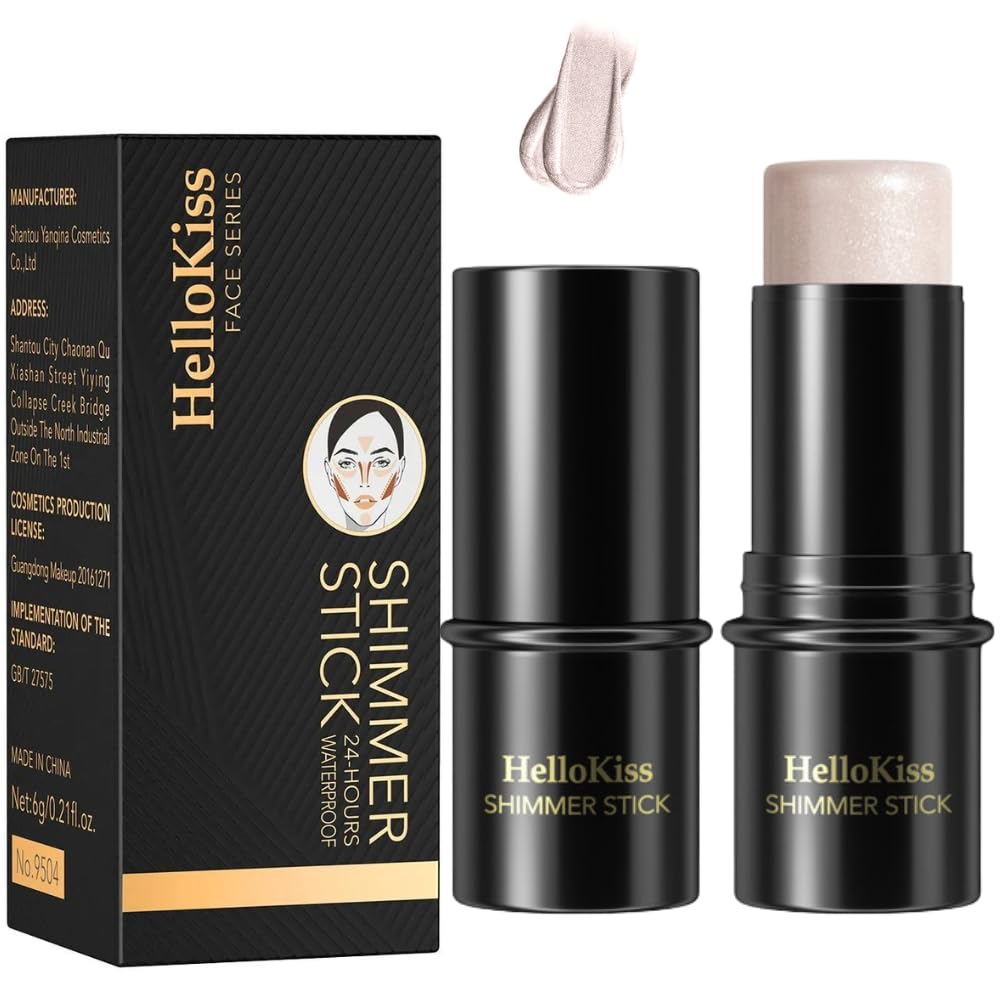 NIKITA.VIVI - Shimmer Stick Makeup Highlighter | Shimmer Cream Powder, Lasting Glow Finish Foundation Stick | Highlighter & Bronzer Pen, Face Brightens & Shades Pencil | Face Series | 6g (#01 & #06)