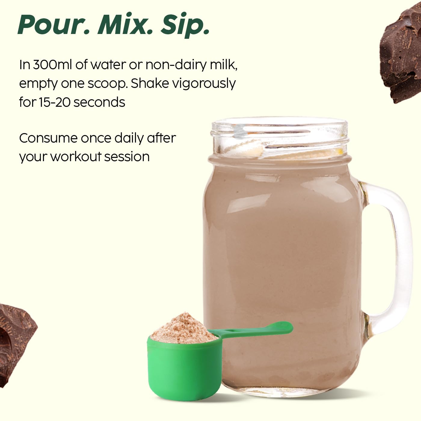 PLIX - THE PLANT FIX Strength Vegan Protein Powder 2 KG (Chocolate) Pea Protein Isolate and Brown Rice Blend, 25 g Protein, No Added Sugar, Gluten free