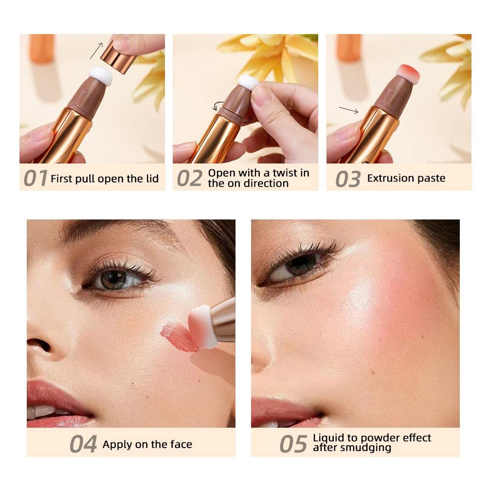 KANZA-Long-Lasting Multifunctional Makeup Bronzer | Liquid Face Concealer Pen | Waterproof Body Face Contouring Makeup | Matte Finish Liquid Contour Stick with Soft Cushion Applicator | 15g (#05)