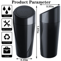 Car Trash Can Bin with Lid, 2 Packs Car Garbage Can Cup Holder, Mini Leakproof Vehicle Trash Garbage Can Bin with 40pcs Trash Bags-Car Organizers and Storage for Front Back Seat Accessories (Black)