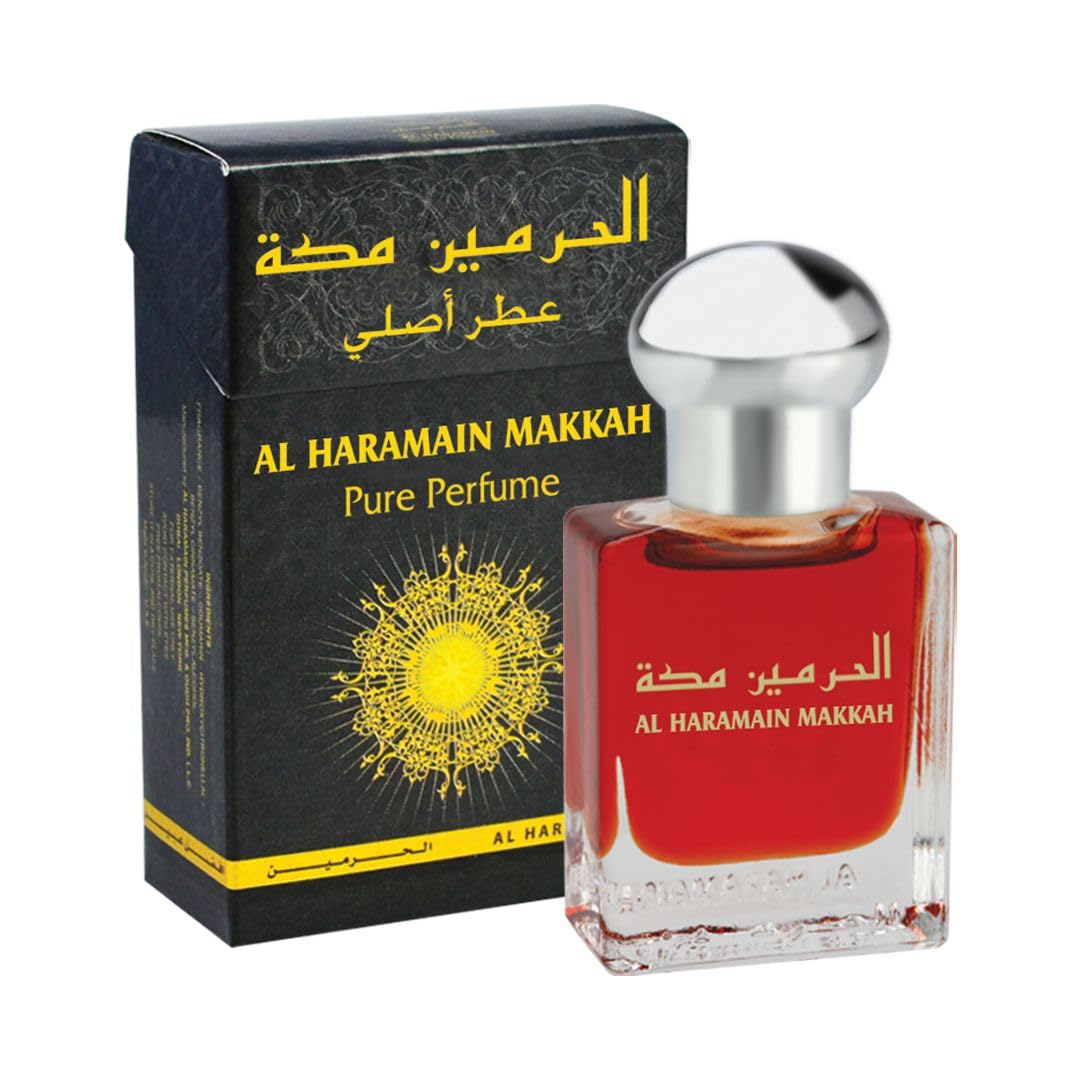 Al Haramain Makkah 15ml Non-Alcoholic Pure Perfume Oil | Unisex Oriental Floral Fragrance | Long-Lasting Alcohol-Free Concentrated Arabian Scent for Men & Women