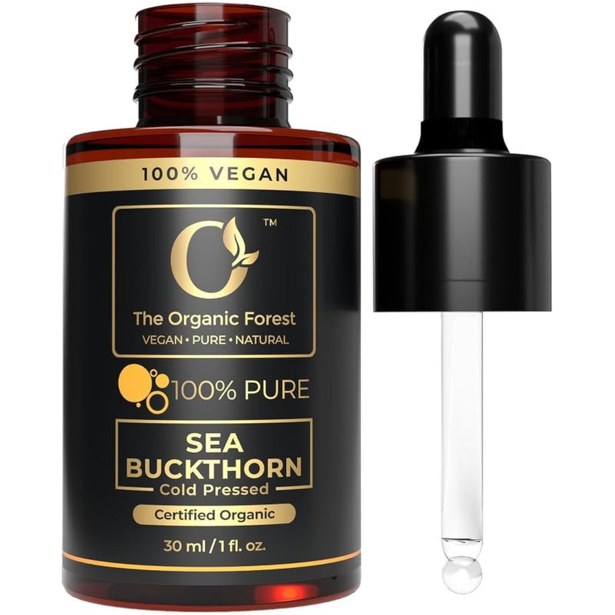 organic forest USDA Sea Buckthorn Oil - Pure Sea Buckthorn Oil for Face and Skin, Natural Moisturizer for Radiant Skin, Sea Buckthorn Seed Oil for Nourished Skin - Cold Pressed and Unrefined