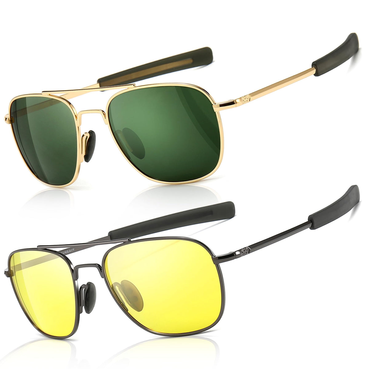 SUNGAIT Men's Military Style Polarized Pilot Aviator Sunglasses Bayonet Temples