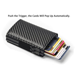 Fermido air tag wallet with double card case, twin carbon fiber wallet, automatic bifold pop up wallet money clip wallet, carbon fiber(duble box)