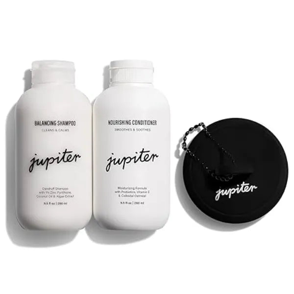 Jupiter Shampoo, Conditioner & Exfoliator Brush for Wet or Dry Hair Relieves Itchy, Flaky Hair & Scalp Color Safe, Sulfate Free, Vegan