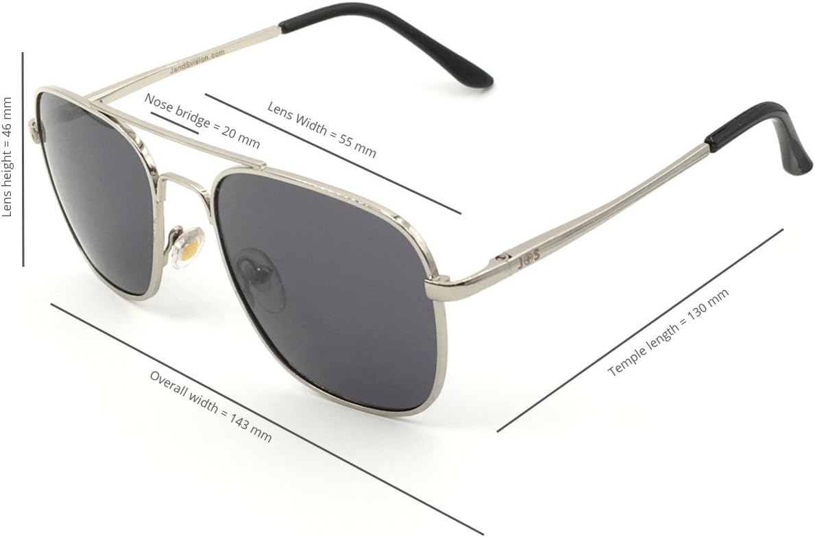 J+S Premium Military Style Classic Aviator Sunglasses, Polarized, 100% UV protection