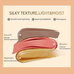 MAKINGTEC 3 Pcs Cream Contour Sticks with Cushion Applicator,Shades with Highlighter & Blush,Waterproof Contour Pen,Highlighter Stick,Blush Stick Easy to Create 3D Face Makeup